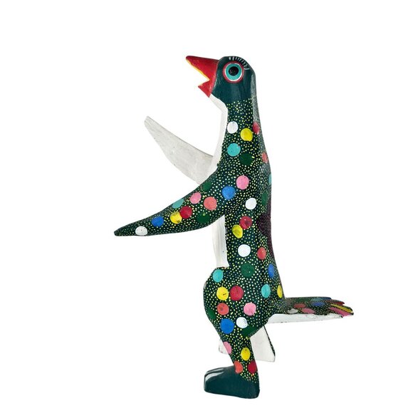 Oaxacan Wood Carving Marcelino Melchor Penguin Mexico Folk Art Alebrije Bird - Picture 9 of 9